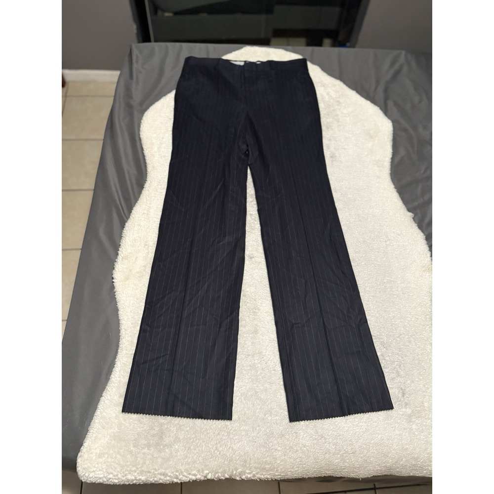 Christian Dior Monsieur Dark Blue Wool Striped Men's Dress Pants Sz 38 Unhemmed